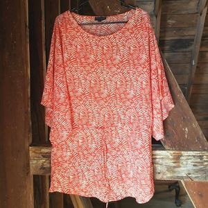 Kimono sleeve tie waist tunic abstract print